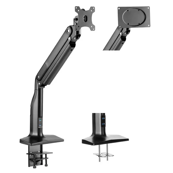 მონიტორის საკიდი 2E Single Monitor Select Spring Assisted Aluminum Monitor Arm with USB  - Primestore.ge