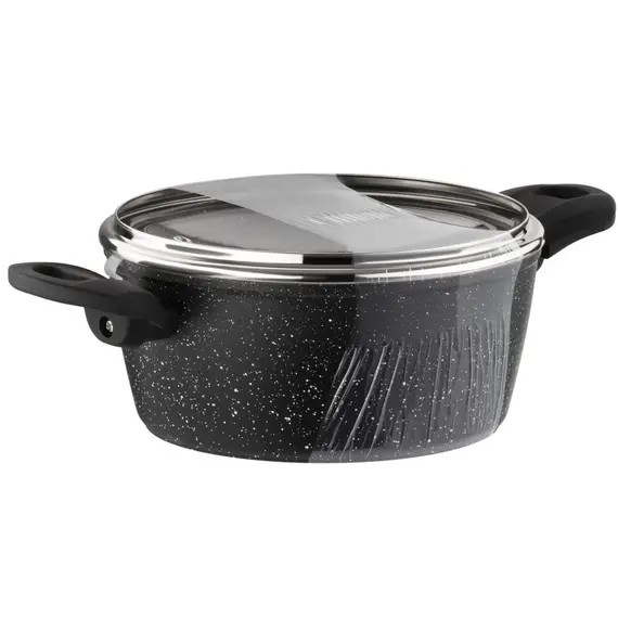 ქვაბი Ardesto Casserole Gemini Anzio, glass lid, 3.8 l, black, aluminum , 2 image - Primestore.ge