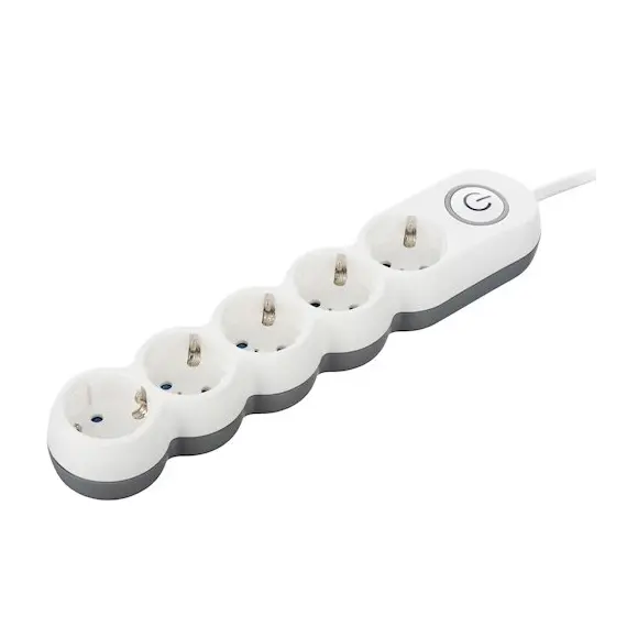 დამაგრძელებელი კაბელი 2E 5 Ways socket,with children protection.H05VV-F 3G*1.0mm, 3m, white, suitable for vertical mounting , 3 image - Primestore.ge
