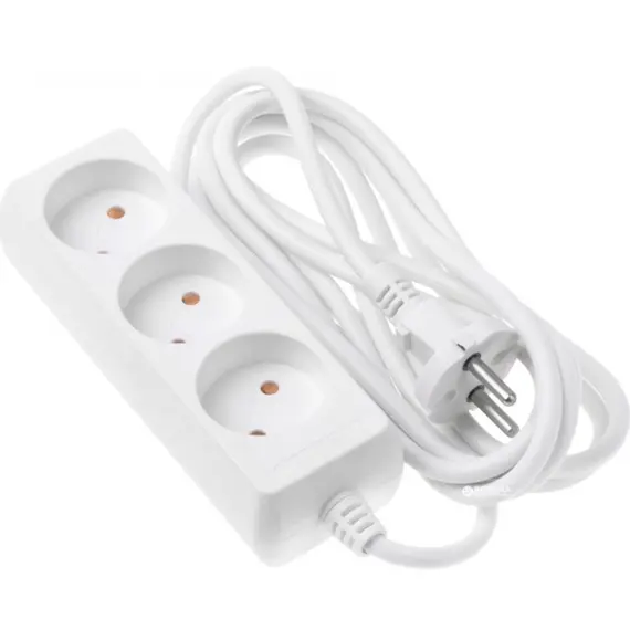 დამაგრძელებელი კაბელი 2E power strip 3XCEE7/17, 2G*1.0мм, 3м, white  - Primestore.ge