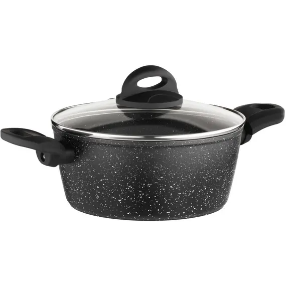 ქვაბი Ardesto Casserole Gemini Anzio, glass lid, 3.8 l, black, aluminum  - Primestore.ge