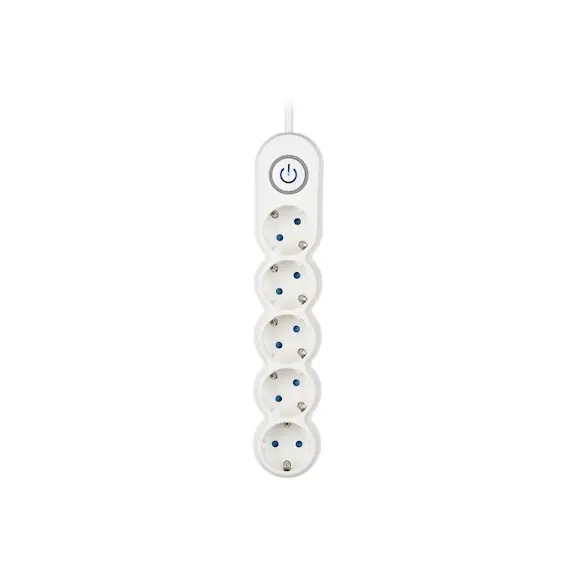 დამაგრძელებელი კაბელი 2E 5 Ways socket,with children protection.H05VV-F 3G*1.0mm, 3m, white, suitable for vertical mounting , 2 image - Primestore.ge