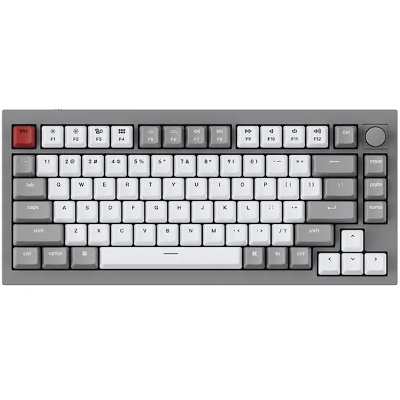 კლავიატურა Keychron Q1 QMK Custom HotSwappable Gateron Phantom Red Switch Mechanical Keyboard Full Assembled Space Grey RGB with Knob Russian Layout - Primestore.ge