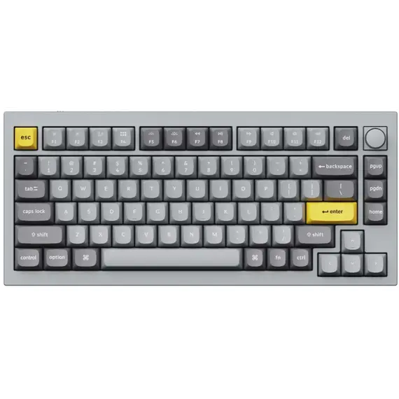 კლავიატურა Keychron Q1 QMK Custom HotSwappable Gateron Phantom Brown Switch Mechanical Keyboard Full Assembled Space Grey RGB with Knob Russian Layout - Primestore.ge