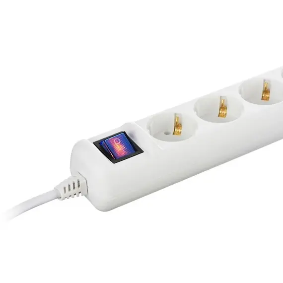 დამაგრძელებელი კაბელი 2E 5 ways socket,with children protection and switch.H05VV-F 3G*1.0mm, 3m, White body,blue switch , 3 image - Primestore.ge