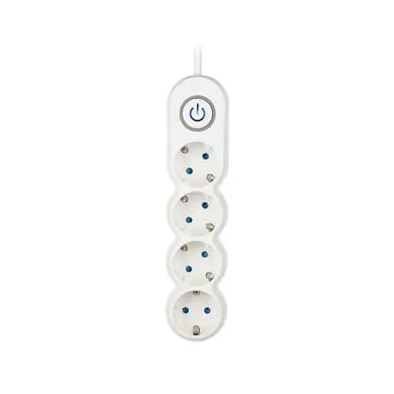 დამაგრძელებელი კაბელი 2E 4 Ways socket,with children protection.H05VV-F 3G1.0*3m, white, suitable for vertical mounting  - Primestore.ge