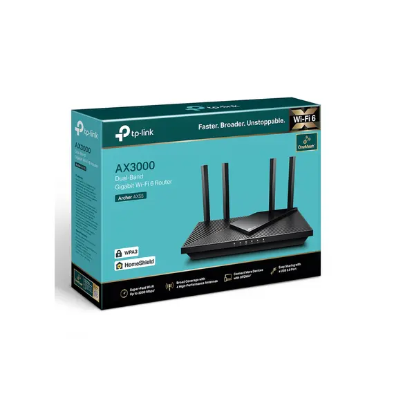 როუტერი TP-link Archer AX55 AX3000 Dual Band Gigabit Wi-Fi 6 Router , 4 image - Primestore.ge