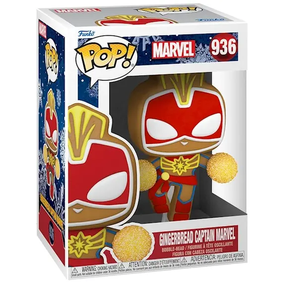 სათამაშო საკოლექციო ფიგურა Funko POP! Bobble Marvel Holiday Gingerbread Captain Marvel 50661  - Primestore.ge