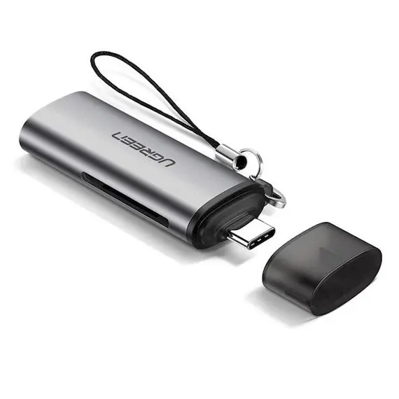 ბარათის წამკითხველი UGREEN CM184 (50704) USB-C to TF / SD Card Reader, Silver Type-C  - Primestore.ge