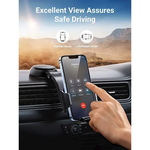 მობილურის დამჭერი UGREEN LP405 (20473) Waterfall-Shaped Suction Cup Phone Mount, Black , 2 image - Primestore.ge