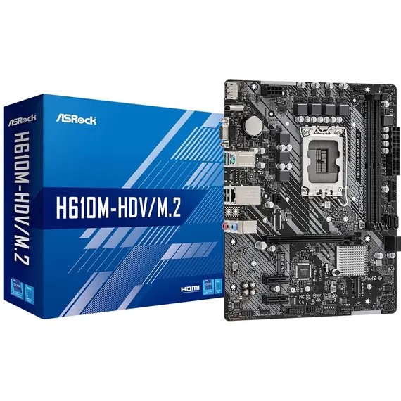 დედა დაფა ASRock H610M-HDV s1700 H610 2xDDR4 HDMI DVI VGA mATX  - Primestore.ge