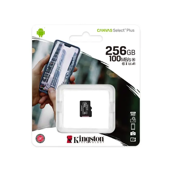 ფლეშ მეხსიერების ბარათი Kingston 256GB microSDXC Canvas Select Plus 100R A1 C10 ( SDCS2/256GBSP) ( Single Pack W/O Adapter) , 3 image - Primestore.ge