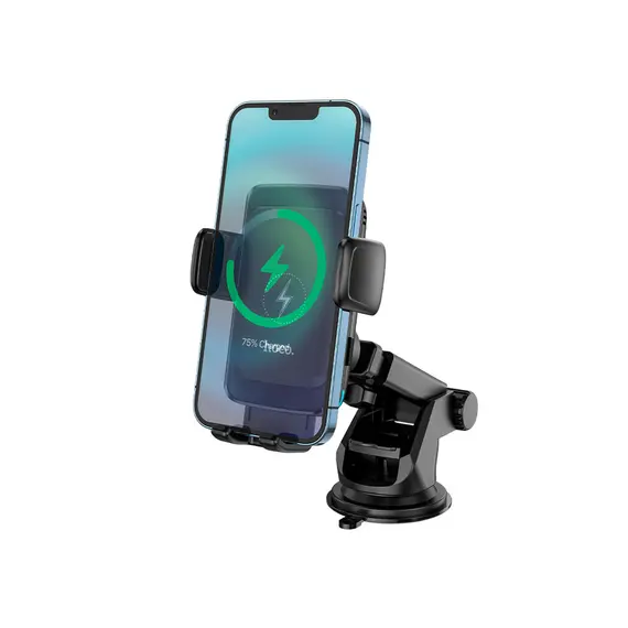 მანქანის სამაგრი Hoco S35 Smart alignment wireless charging car holder Black , 3 image - Primestore.ge