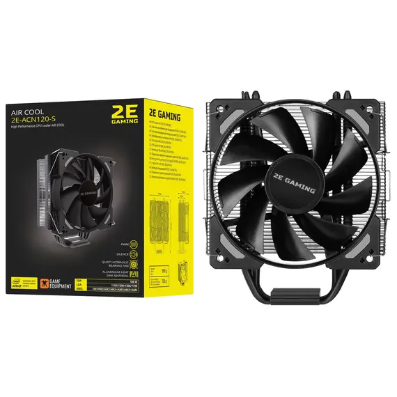 ქულერი 2E GAMING CPU cooling system  AIR COOL (ACN120-S) 115X,1200,1366,1700 FM1,FM2,AM2,AM2+,AM3,AM3+,AM4, 120mm,TDP 180W  - Primestore.ge