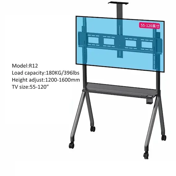 ტელევიზორის საკიდი Allscreen Universal LCD LED TV Bracket R12, With Roller, Size 55”-120”, Black , 3 image - Primestore.ge
