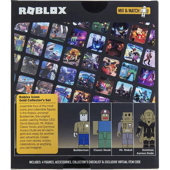 ფიგურების ნაკრები Roblox Four Figure Pack Roblox Icons - 15th Anniversary Gold Collector’s Set , 4 image - Primestore.ge