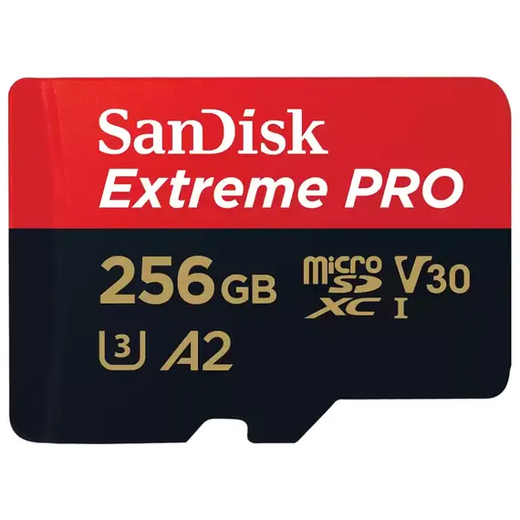 მეხსიერების ბარათი SanDisk 256GB Extreme Pro microSDXC UHS-I - Black/Red  - Primestore.ge