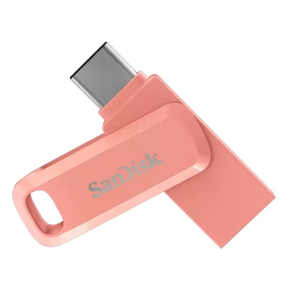 USB ფლეშ მეხსიერება SanDisk Ultra Dual Drive Go 2-in-1 USB Type-A & Type-C 128GB - Peach Amber  - Primestore.ge