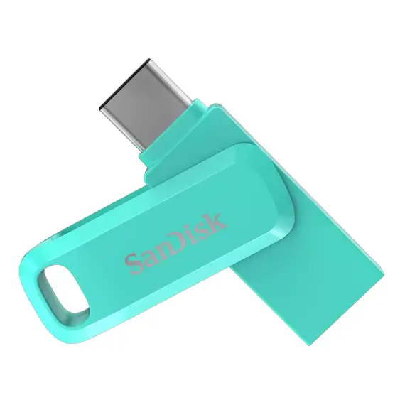 USB ფლეშ მეხსიერება SanDisk Ultra Dual Drive Go 2-in-1 USB Type-A & Type-C 64GB - Tiffany Green  - Primestore.ge