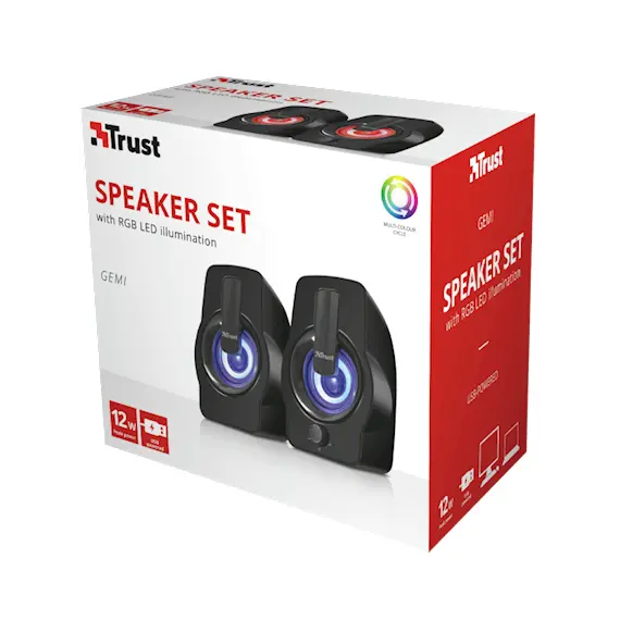 დინამიკი TRUST Gemi RGB 2.0 Speaker Set - black , 2 image - Primestore.ge
