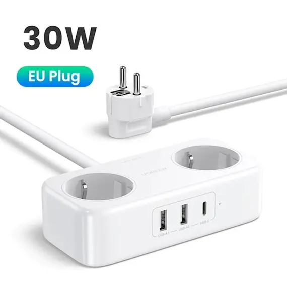 დენის გამანაწილებელი UGREEN CD280 (50683), 30W, 2 Socket, USB-A, USB-C, 1.8m, White , 3 image - Primestore.ge