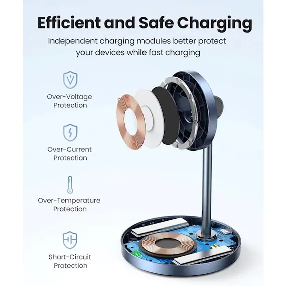 Wireless charger UGREEN CD317 (90668), Wireless Charger, Black/Blue, 3 image