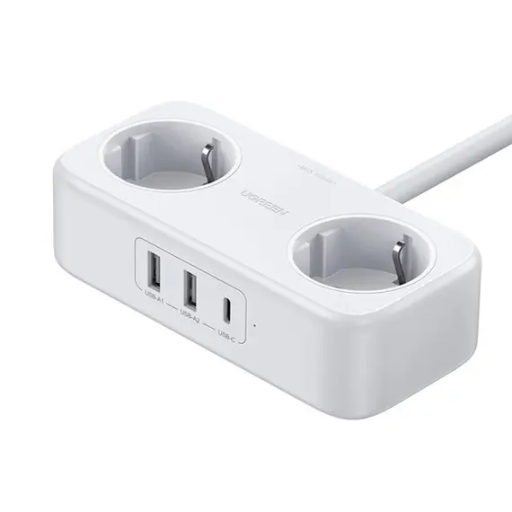 დენის გამანაწილებელი UGREEN CD280 (50683), 30W, 2 Socket, USB-A, USB-C, 1.8m, White , 2 image - Primestore.ge