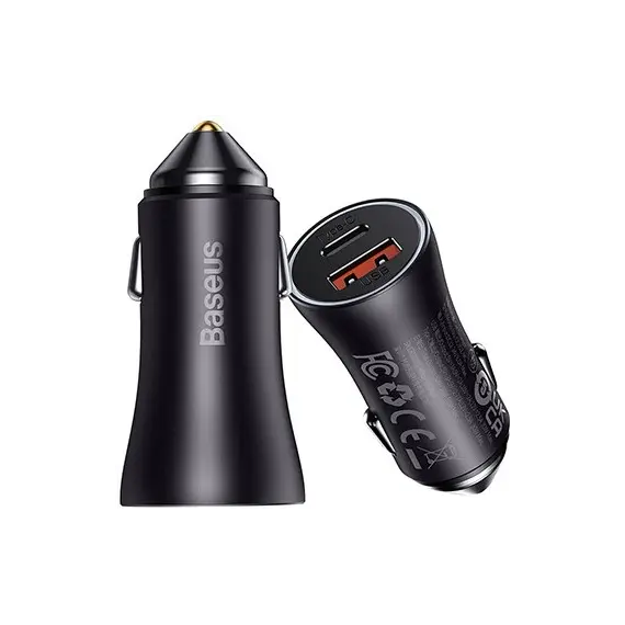 მანქანის დამტენი Baseus Golden Contactor Max Dual Fast Charger Car Charger USB/Type-C 60W CGJM000113 , 3 image - Primestore.ge