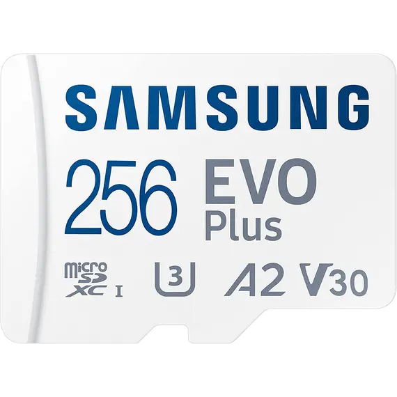 მეხსიერების ბარათი Samsung EVO Plus A2 V30 MIcroSDXC UHS-I 256GB  - Primestore.ge