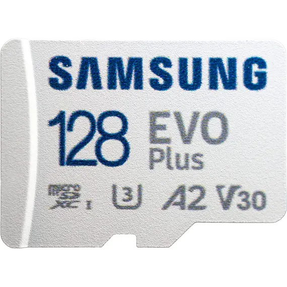 მეხსიერების ბარათი Samsung EVO Plus A2 V30 microSDXC UHS-I 128GB сlass10  - Primestore.ge