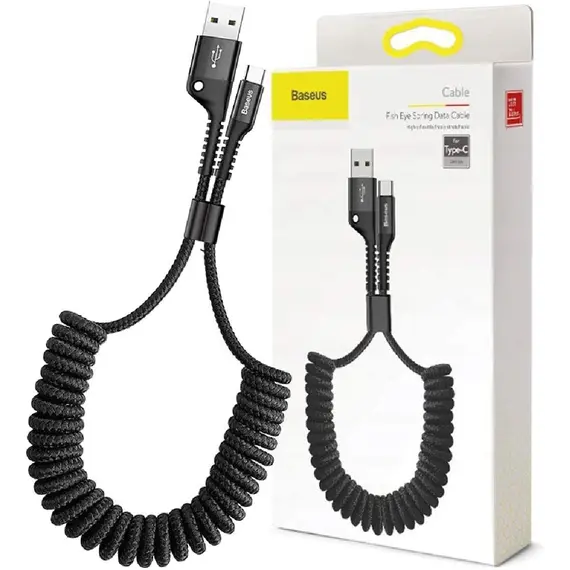 კაბელი Baseus Fish-Eye Spring USB Data Cable Type-C 2A 1M CATSR-01 , 6 image - Primestore.ge