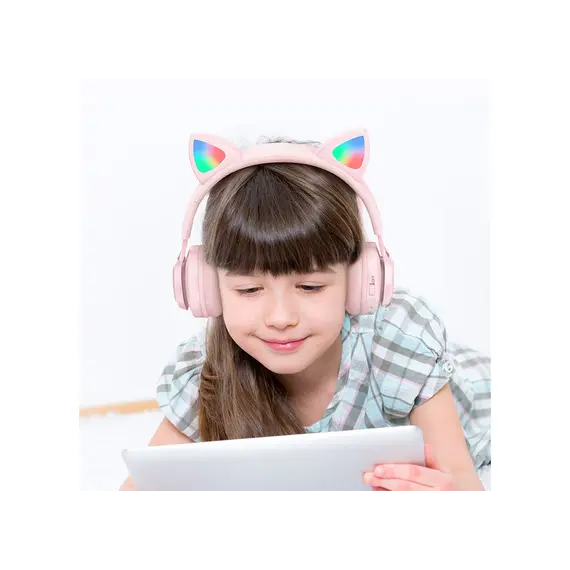 ყურსასმენი Hoco W39 Cat ear kids BT headphones Pink , 2 image - Primestore.ge