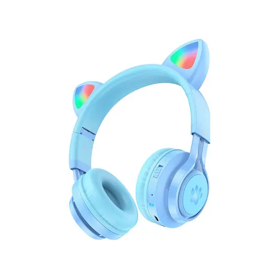 ყურსასმენი Hoco W39 Cat ear kids BT headphones Blue  - Primestore.ge