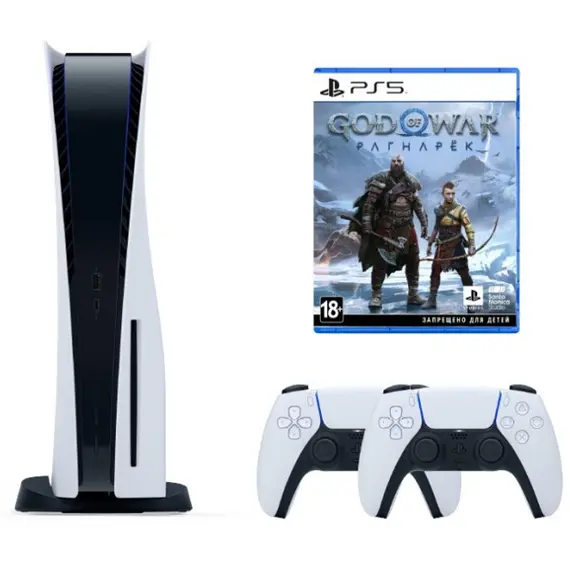 ფლეისთეიშენი PlayStation 5+God of War Ragnarok+DualSense White  - Primestore.ge