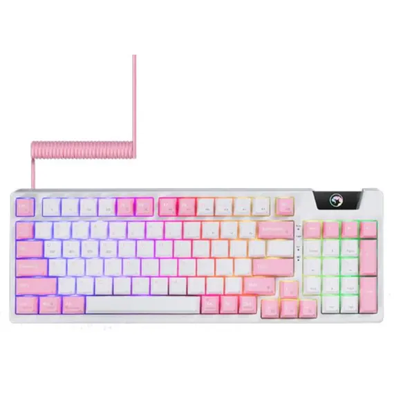 კლავიატურა Marvo KG972W EN -PK+WH Wireless Gaming Keyboard Pink- White  - Primestore.ge
