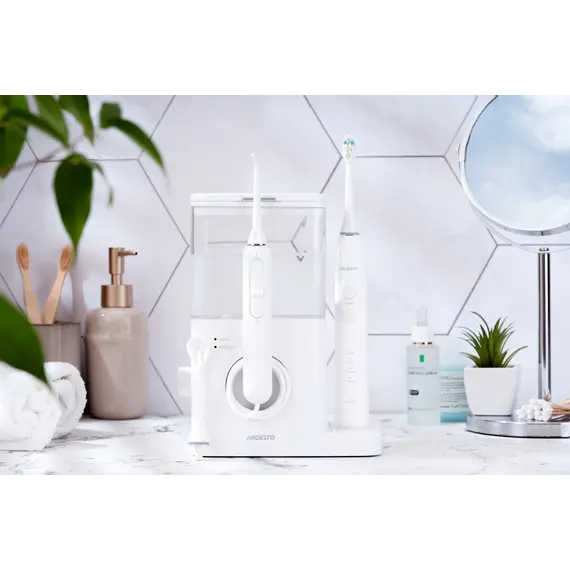 ირიგატორი + კბილის ელექტრო ჯაგრისი Ardesto OI-R600WTB Oral Irrigator 600ml + Electric Toothbrush white 2 in 1 , 12 image - Primestore.ge