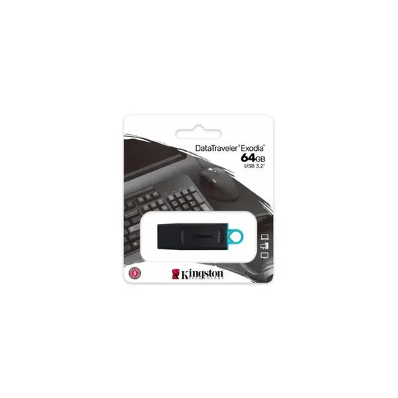 USB flash memory Kingston DTX 64GB USB3.2 Gen 1 DataTraveler Exodia (Black + Teal), 3 image
