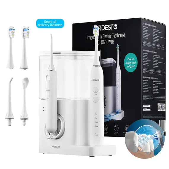 ირიგატორი + კბილის ელექტრო ჯაგრისი Ardesto OI-R600WTB Oral Irrigator 600ml + Electric Toothbrush white 2 in 1  - Primestore.ge