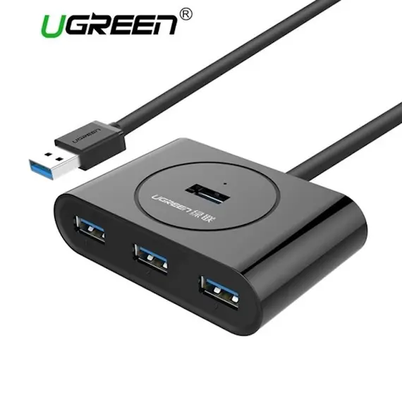 USB ჰაბი UGREEN CR113 (20291) NEW USB 3.0 4 Ports Hub with 2.0 OTG Black 1M - Primestore.ge