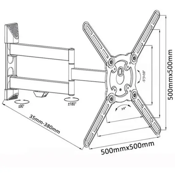 ტელევიზორის საკიდი მოძრავი Allscreen Universal LCD LED TV Bracket  26"-55" CTMC37 , 3 image - Primestore.ge