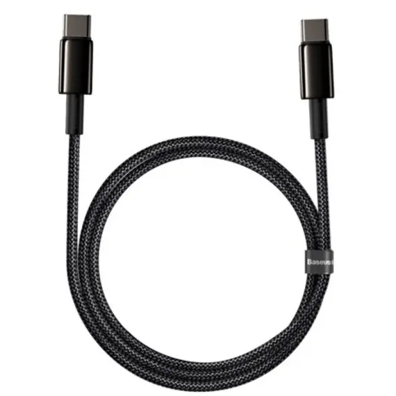კაბელი Baseus Tungsten Gold Fast Charging Data Cable Type-C to Type-C 100W 2m CATWJ-A01 , 2 image - Primestore.ge
