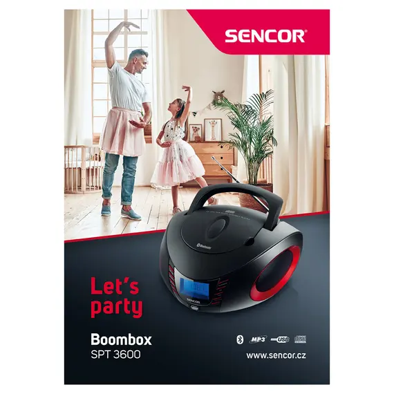 Audio system SENCOR SPT 3600 BR BOOMBOX WITH CD, BT, MP3, USB, AUX AND FM RADIO, 2 image