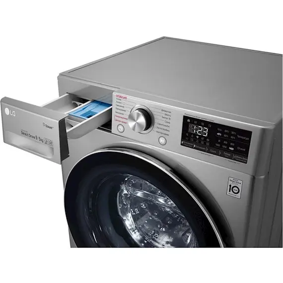 სარეცხი მანქანა LG F4V5VG2S - 9/6 KG, 1400 RPM, Silver , 3 image - Primestore.ge