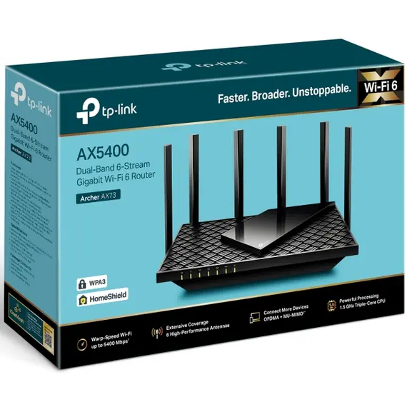 Wi-Fi როუტერი TP-Link Archer AX73 AX5400 Dual-Band Gigabit Wi-Fi 6 Router - Primestore.ge