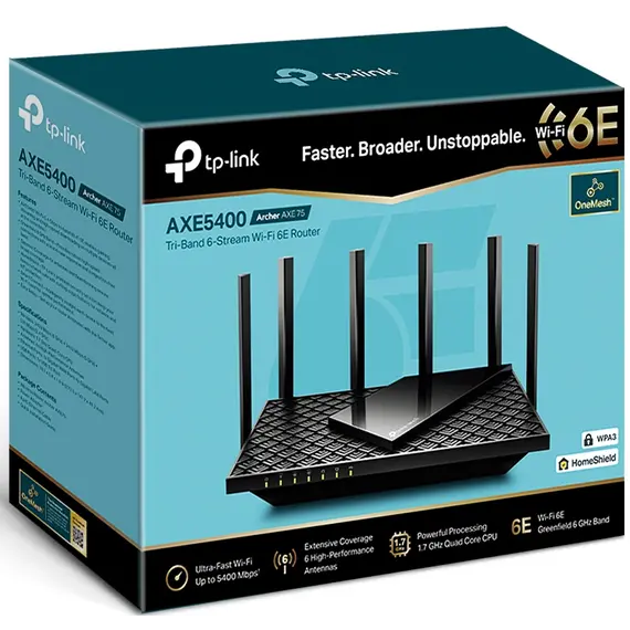 Wi-Fi როუტერი TP-Link Archer AXE75 AXE5400 Tri-Band Gigabit Wi-Fi 6E Router , 4 image - Primestore.ge