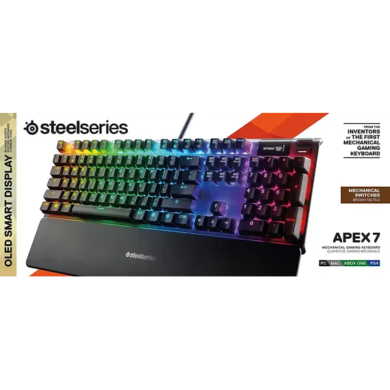 კლავიატურა SteelSeries Keyboard Apex 7 RGB 106key Brown Switch USB EN Black , 3 image - Primestore.ge