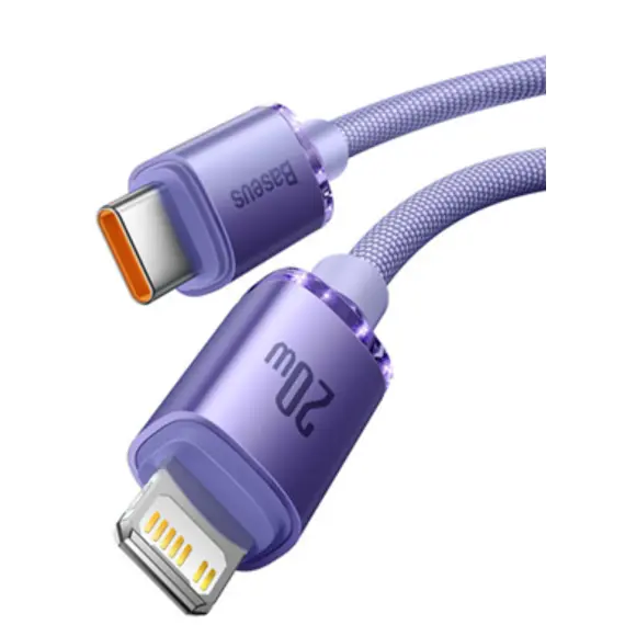 კაბელი Baseus Crystal Shine Series Fast Charging Data Cable Type-C to IP 20W 1.2m CAJY000205 , 2 image - Primestore.ge