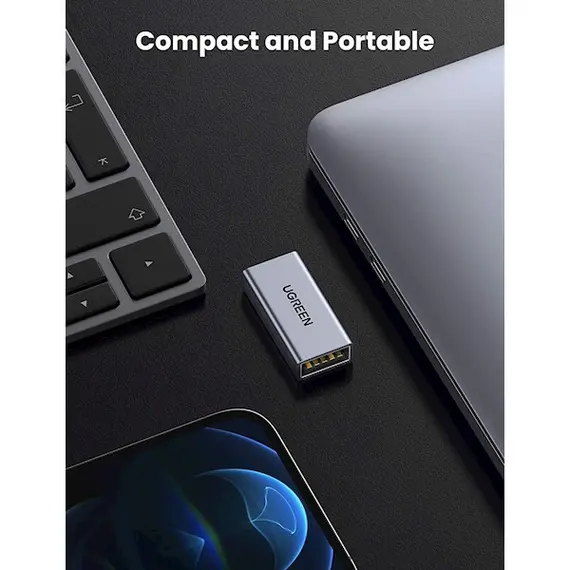 USB ადაპტერი UGREEN US381 (20119) USB 3.0 Type A Female to Female Adapter, Gray , 5 image - Primestore.ge