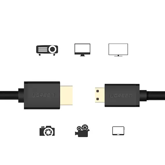 HDMI კაბელი UGREEN Mini HDMI to HDMI Cable 1.5m¶(Black) , 2 image - Primestore.ge