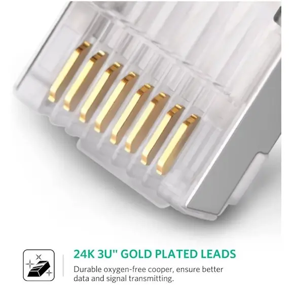 ქსელის კაბელის კონექტორი UGREEN NW111 (20333) Cat6 Connector Shielded Crystal Head 10Pack , 3 image - Primestore.ge